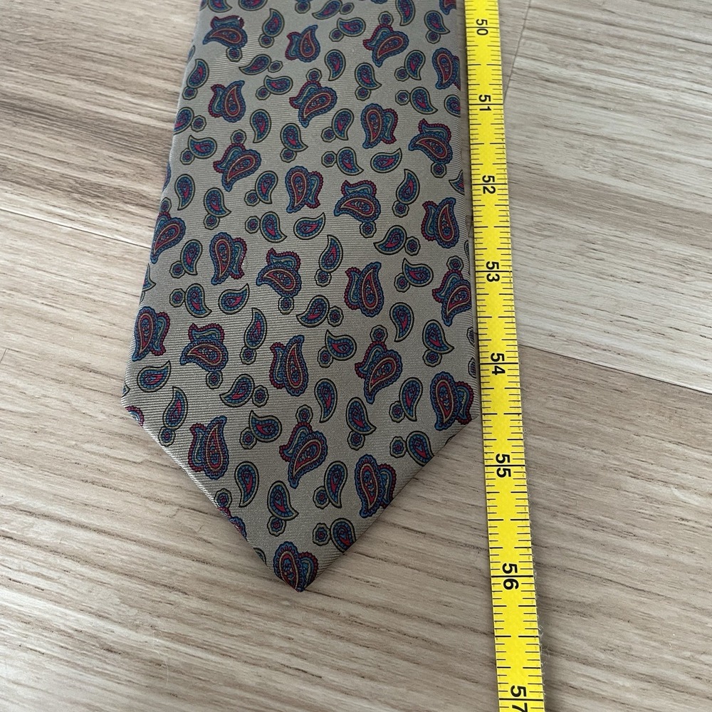 Vintage Oakton Ltd Silk Tie Beige Paisley Classic Mens Necktie Old Money Grandpa - Picture 5 of 6